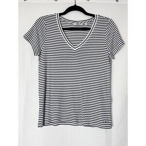 Vineyard Vines Women’s Striped Short Sleeve V-Neck Tee Shirt Size S Blue White